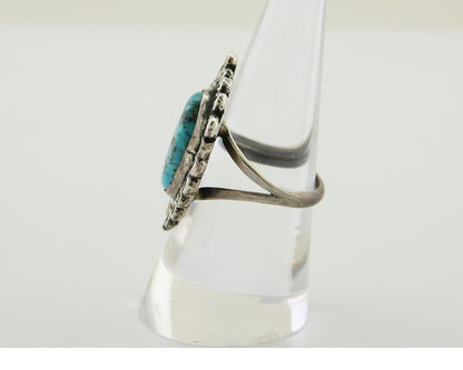Navajo Ring 925 Silver Spiderweb Turquoise Artist Siged Jerry Johnson C.80's