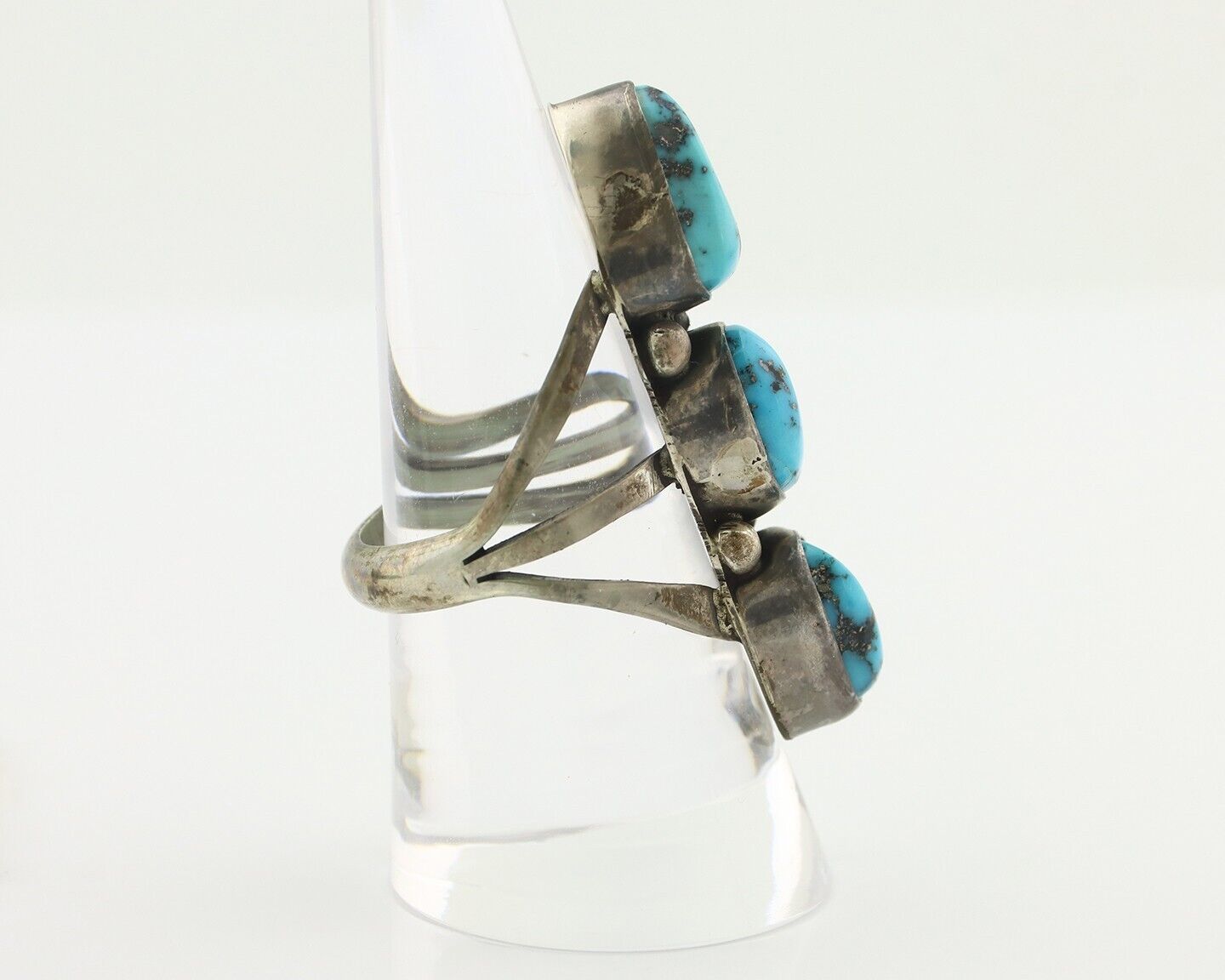 Navajo Ring 925 Silver Natural Blue Turquoise Native American Artist C.80's