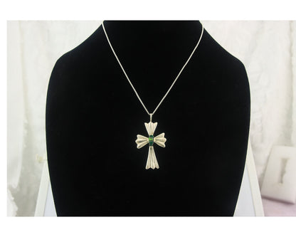 Navajo Cross Necklace Sterling Silver Authentic Natural Gemstones Signed M