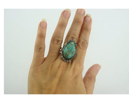 Navajo Ring 925 Sterling Turquoise Handmade Signed James Martin C.80's Size 10