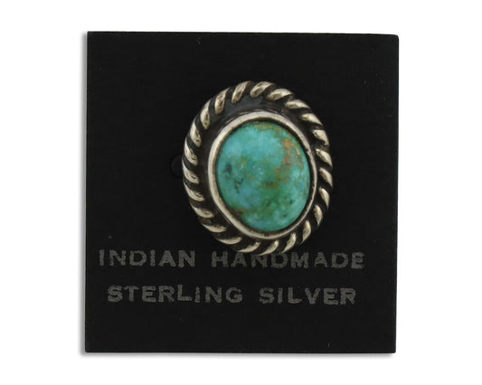 Navajo Tie Tack 925 Silver Natural Mined Turquoise Native American Artist C.80's