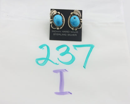 Navajo Earrings 925 Silver Natural Turquoise Artist Signed B. F. C.80's