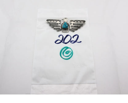 Navajo Bird Pin Sterling Silver Natural Gemstones Signed PJ Begay
