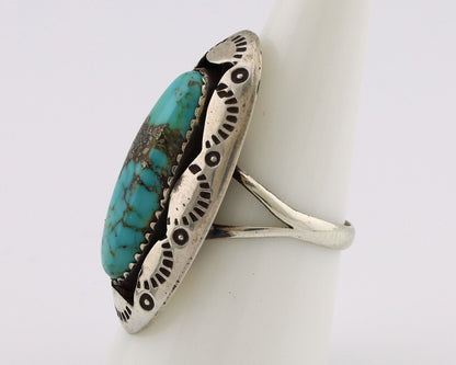 Navajo Ring 925 Silver Natural Kingman Turquoise Native American Artist C.80's