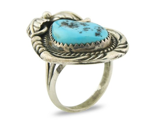 Vintage Navajo Ring Sterling Silver Authentic Turquoise Handmade Size 5.5