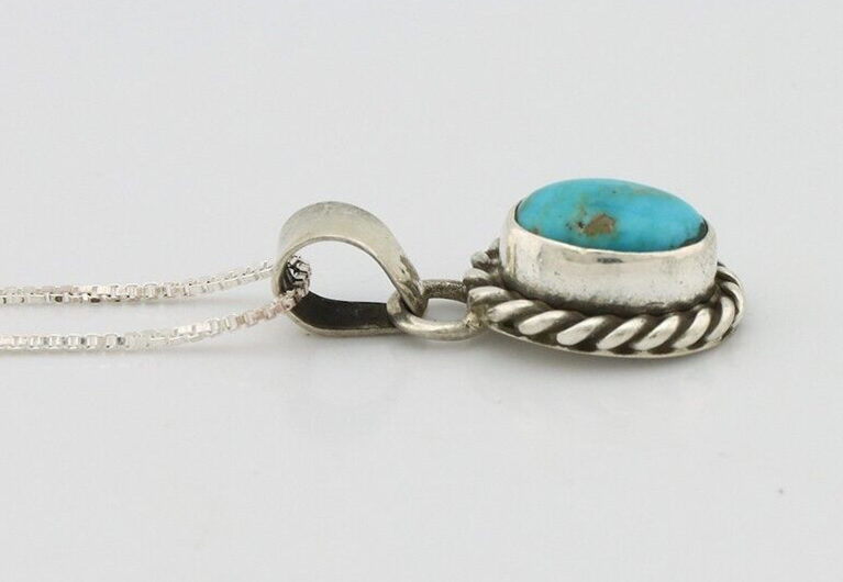 Navajo Necklace 925 Silver Natural Kingman Turquoise Native Artist C.2008