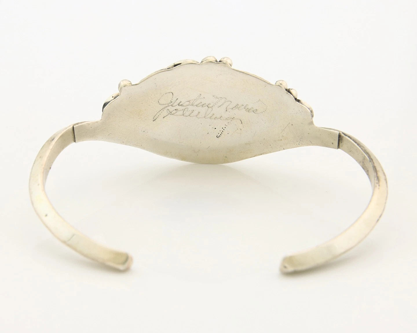 Navajo Cuff Bracelet Sterling Silver Authentic Pink Muscle Signed Justin Morris