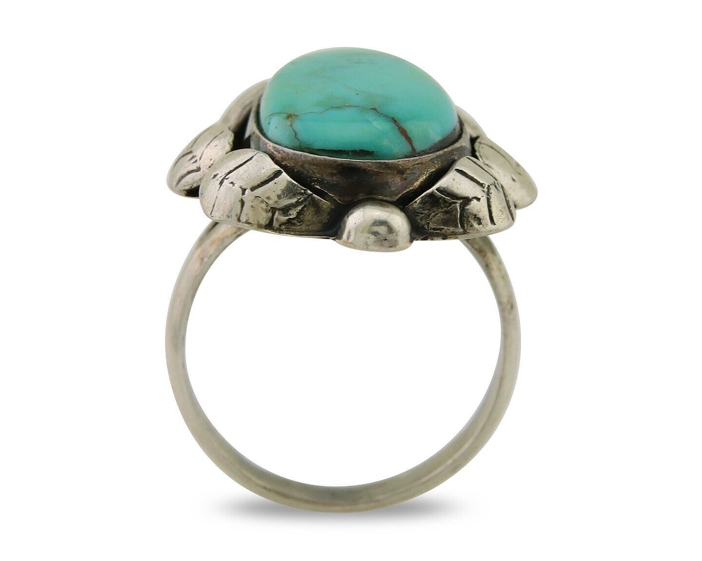 Navajo Handmade Ring 925 Sterling Silver Turquoise Native American Artist C.80's