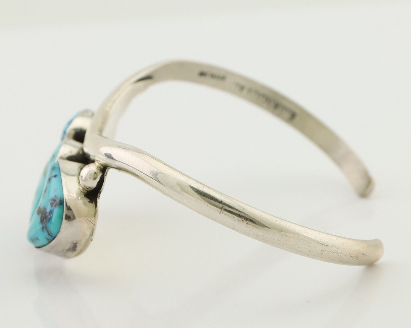 Navajo Bracelet 925 Silver Morenci Turquoise Artist Signed Frank Sandoval C.80's