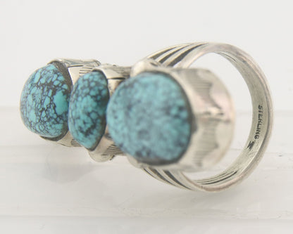 Vintage Navajo Ring 925 Sterling Authentic Turquoise Signed M Size 6.5