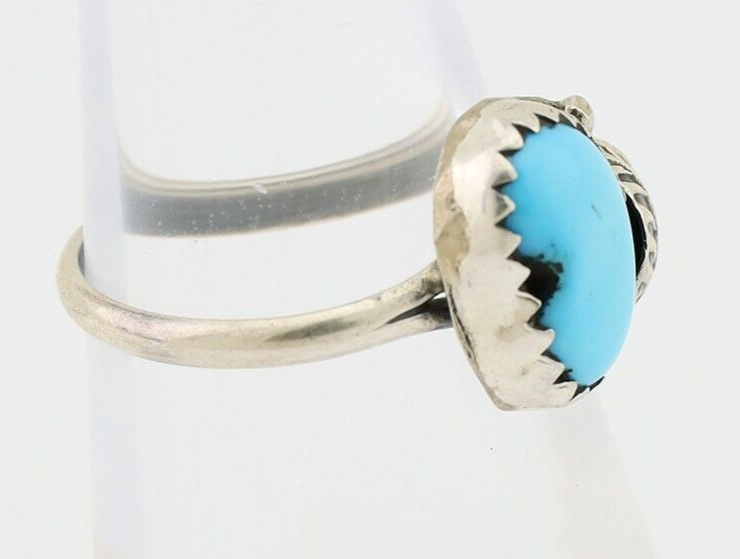 Navajo Ring 925 Silver Sleeping Beauty Turquoise Native American Artist C.80's