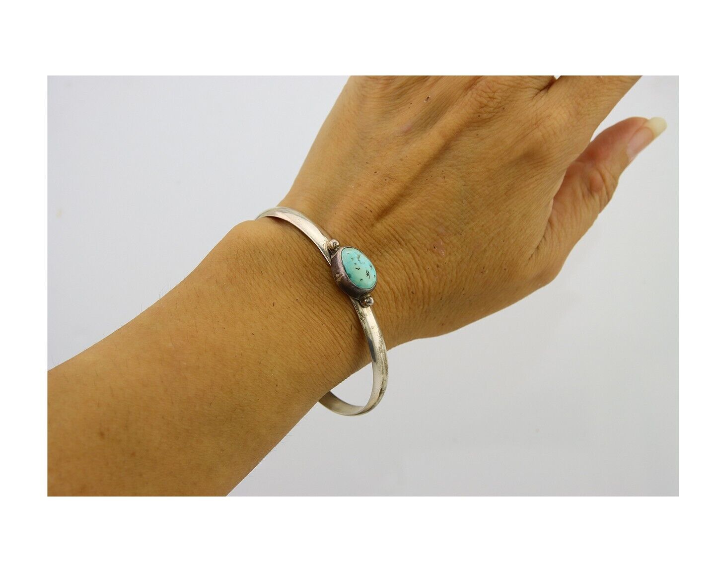 Navajo Cuff Bracelet 925 Silver Turquoise Cuff Native American Artist C.80's