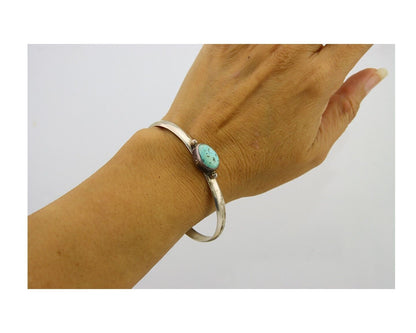 Navajo Cuff Bracelet 925 Silver Turquoise Cuff Native American Artist C.80's