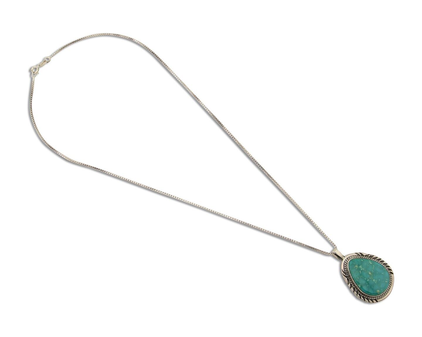 Navajo Necklace 925 Silver Natural Blue Turquoise Native American Artist C.80's