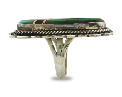 Vintage Navajo Ring 925 Sterling Silver Turquoise Signed Mike Begay Size 8.5
