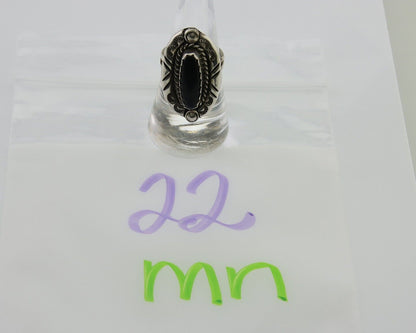 Navajo Handmade Ring 925 Silver Black Onyx Artist Signed V & N Edsitty C.80's