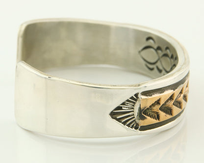 Navajo Bracelet Gold & 925 Silver Handmade 16.5 mm Wide Signed Mary & Ken Bill