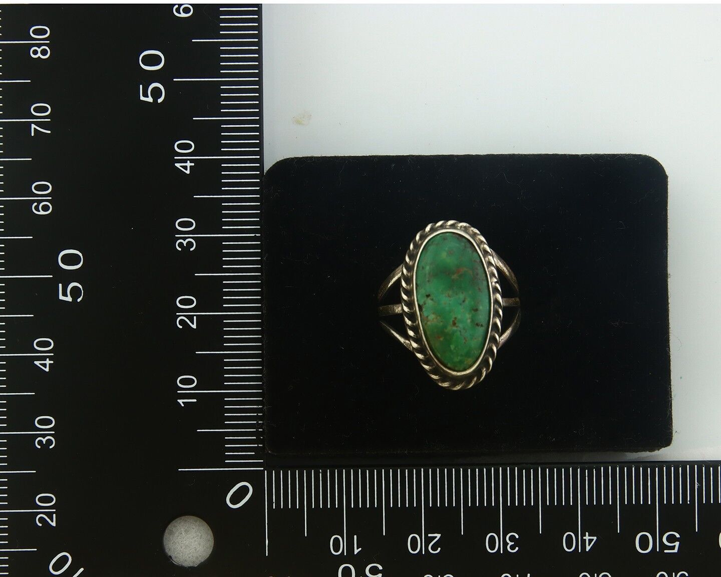 Navajo Ring 925 Sterling Turquoise Handmade Native Artist C.80's Size 6.25