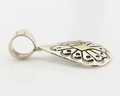 Navajo Kokopelli Pendant Sterling Silver & Gold Authentic Traditional Signed RT