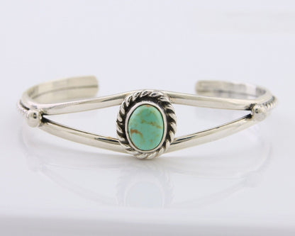 Navajo Bracelet 925 Silver Natural Turquoise Artist Signed Gecko C.80's