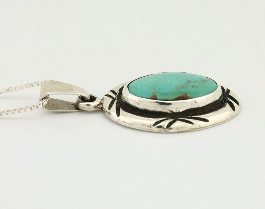 Navajo Necklace 925 Silver Kingman Turquoise Signed C Montoya C.80's