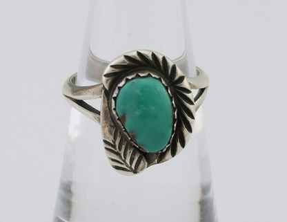 Navajo Ring 925 Silver Kingman Turquoise Native American Artist C.80's