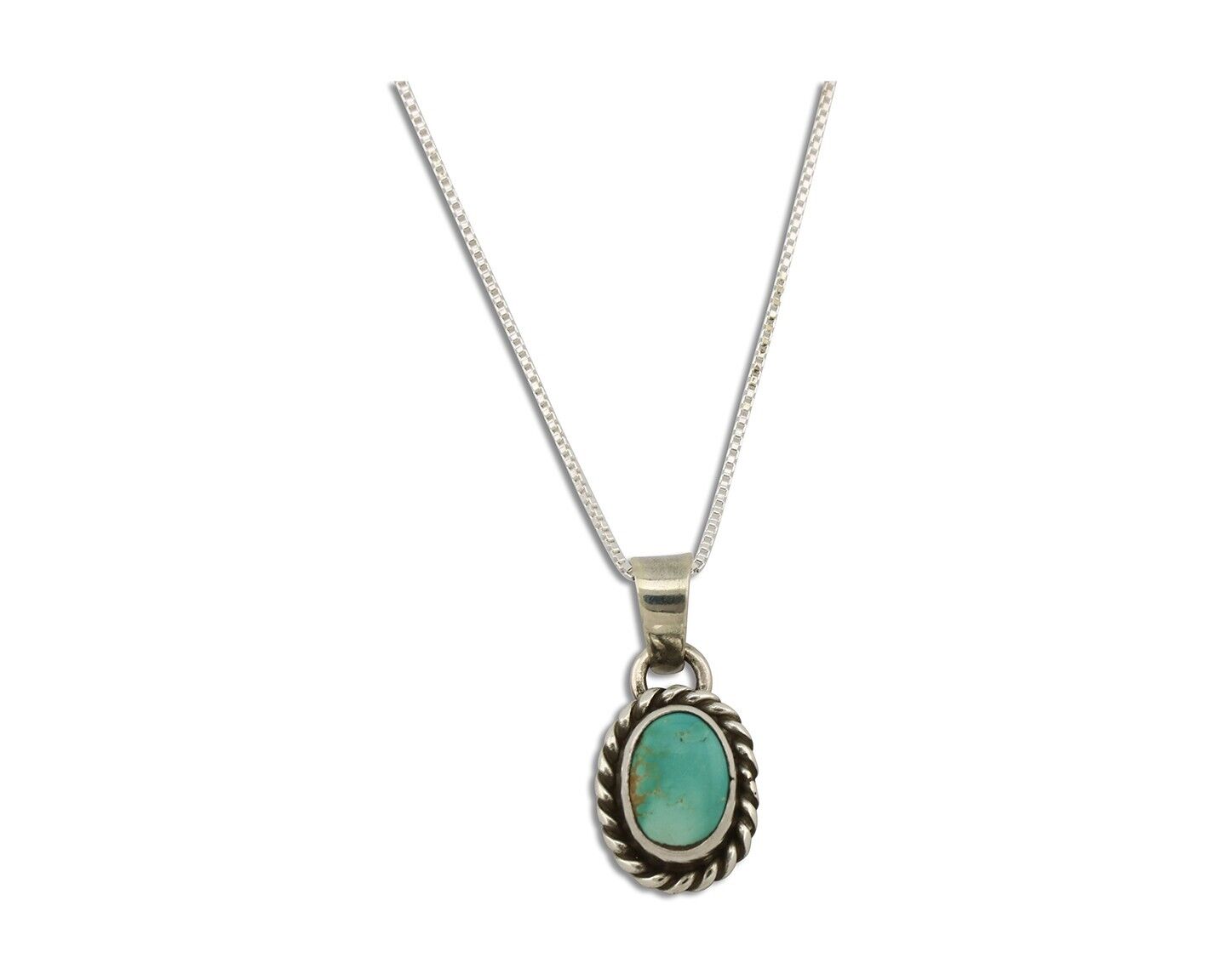 Navajo Necklace 925 Silver Natural Kingman Turquoise Native Artist C.2008