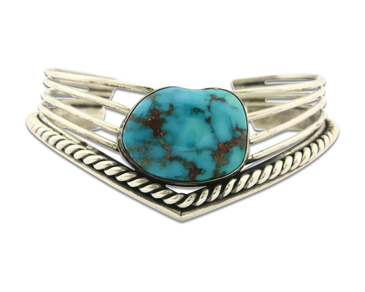 Vintage Navajo Bracelet 925 Silver Blue Nevada Turquoise Handmade