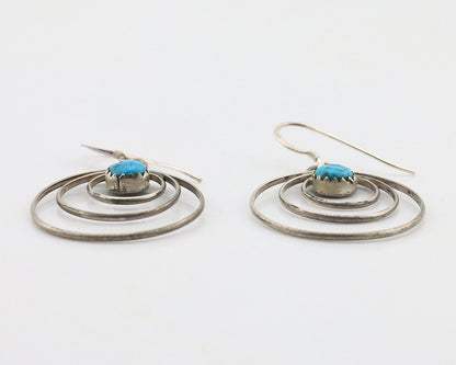 Navajo Dangle Handmade Earrings 925 Silver Blue Turquoise Native Artist C.80's