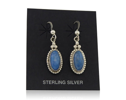 Navajo Dangle Earrings 925 Silver Natural Denim Lapis Signed Melissa Yazzie C80s