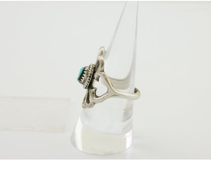 Navajo Sand Cast Ring 925 Silver Sleeping Beauty Turquoise Artist C.80's