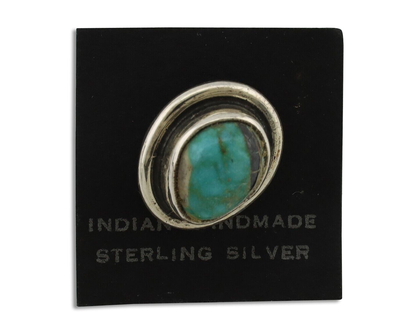 Navajo Tie Tack 925 Silver Natural Mined Turquoise Native American Artist C.80's