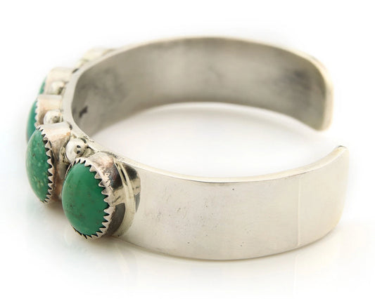 Navajo Cuff Bracelet Sterling Silver Turquoise Vintage Native Art Signed C Jones
