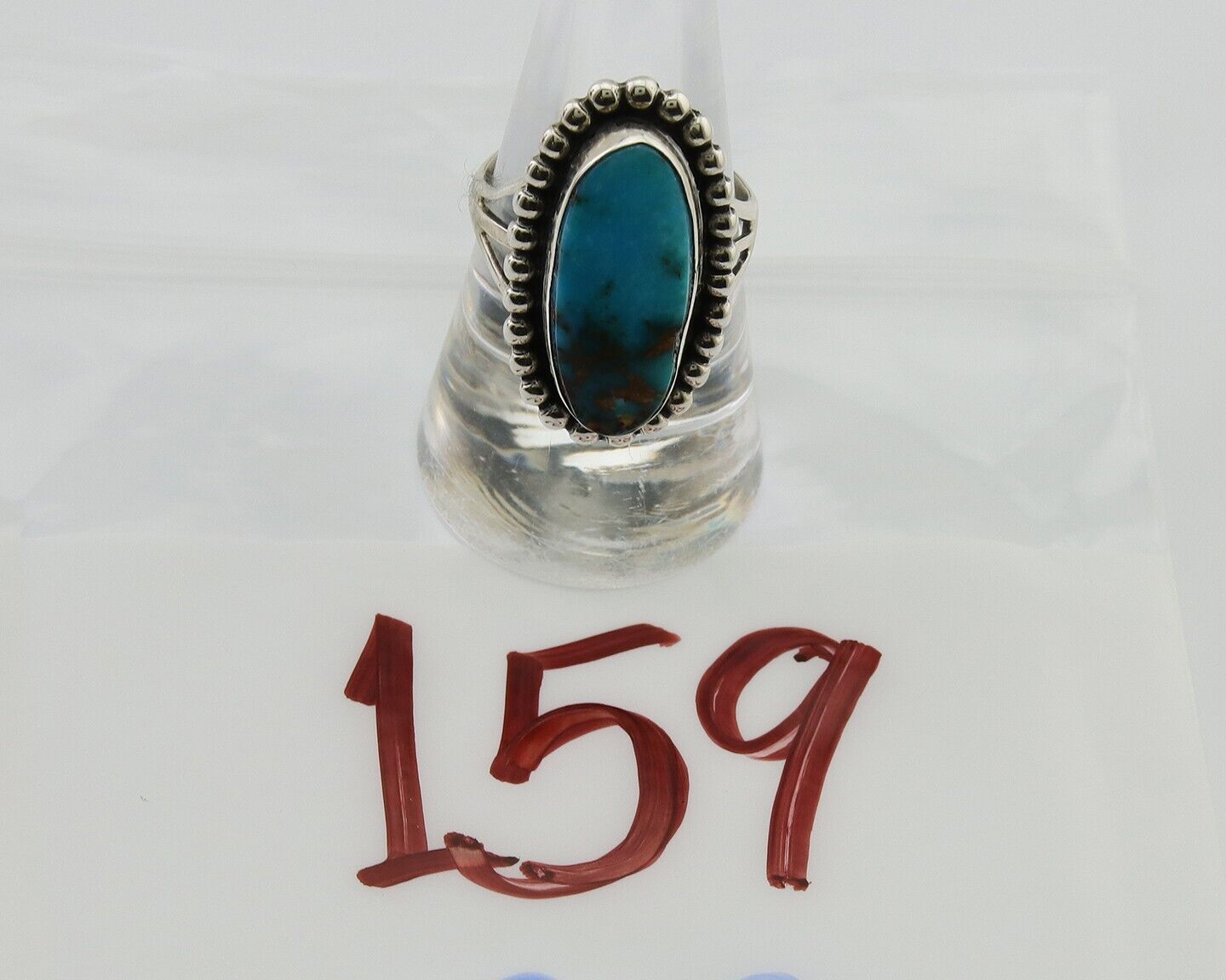 Navajo Shield Ring 925 Silver Arizona Turquoise Native Artist C.80's