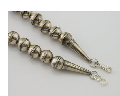 Navajo Bead Necklace 925 Silver Turquoise Native American Artist C.80's
