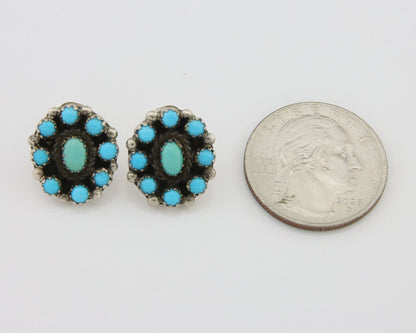 Navajo Snake Eye Earrings 925 Silver Sleeping Beauty Native Artist C80s