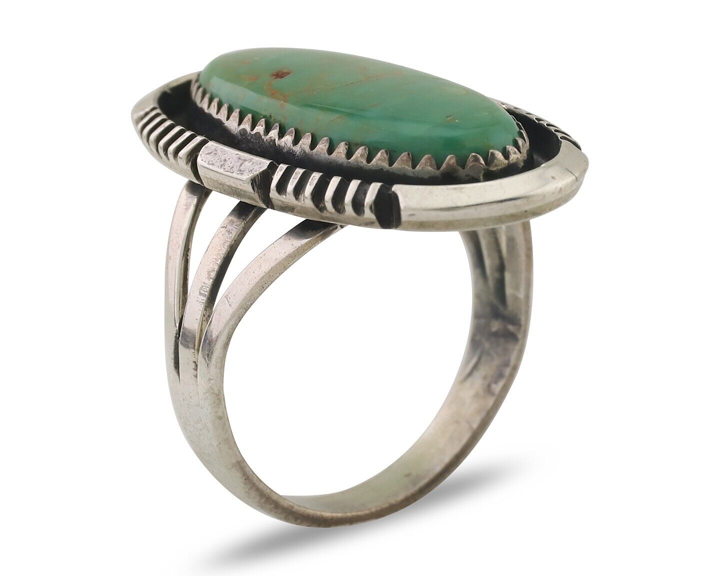 Navajo Ring 925 Silver Natural Turquoise Artist Signed William Denetdale C.80's