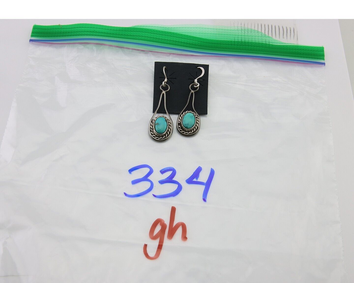 Navajo Dangle Earrings 925 Silver Natural Turquoise Native American Artist C.80s