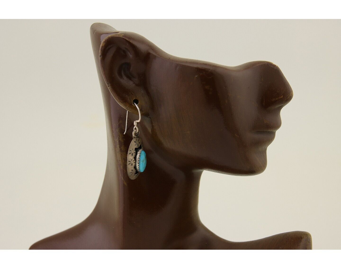 Navajo Dangle Earrings 925 Silver Natural Blue Turquoise Signed IJC C.80's