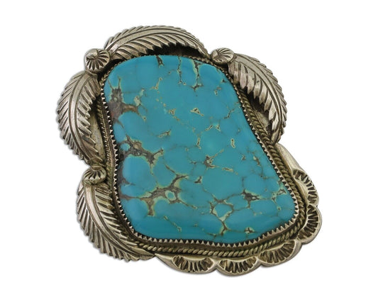Navajo Pin Pendant 925 Silver Spiderweb Turquoise Native American Artist C.70's