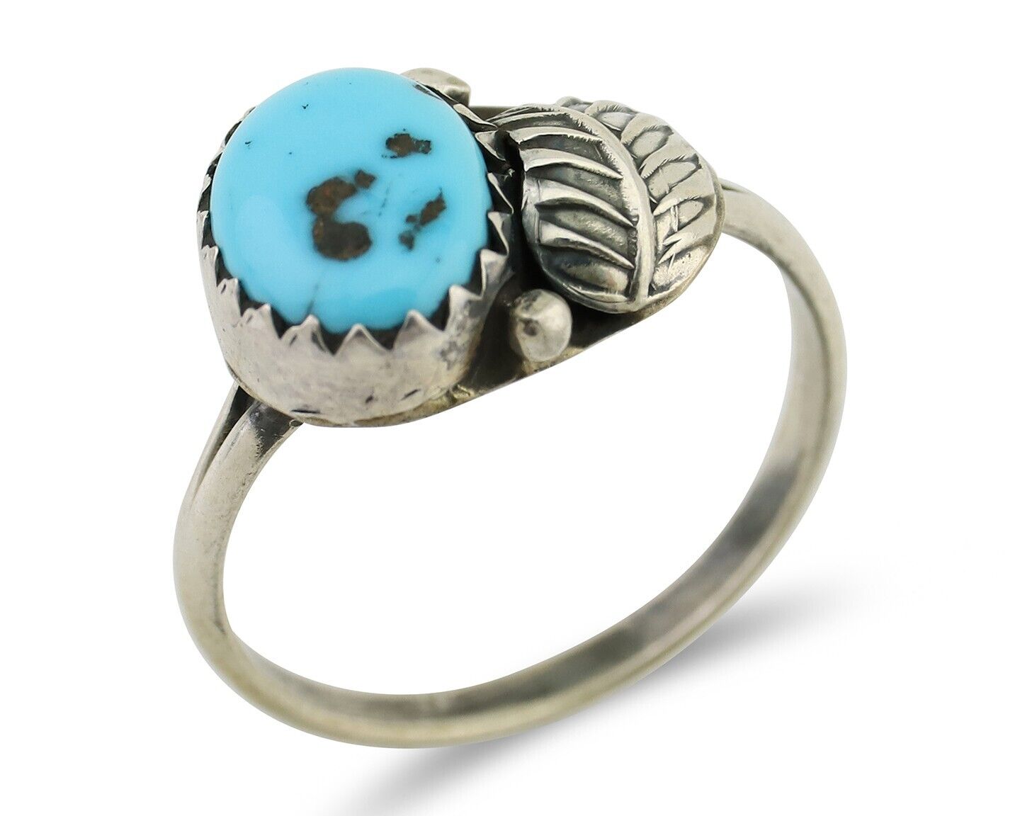 Navajo Ring 925 Silver Sleeping Beauty Turquoise Native American Artist C.80's