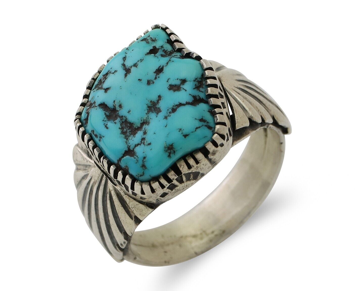 Navajo Ring 925 Silver Blue Sleeping Beauty Turquoise Artist Signed DK C.80's