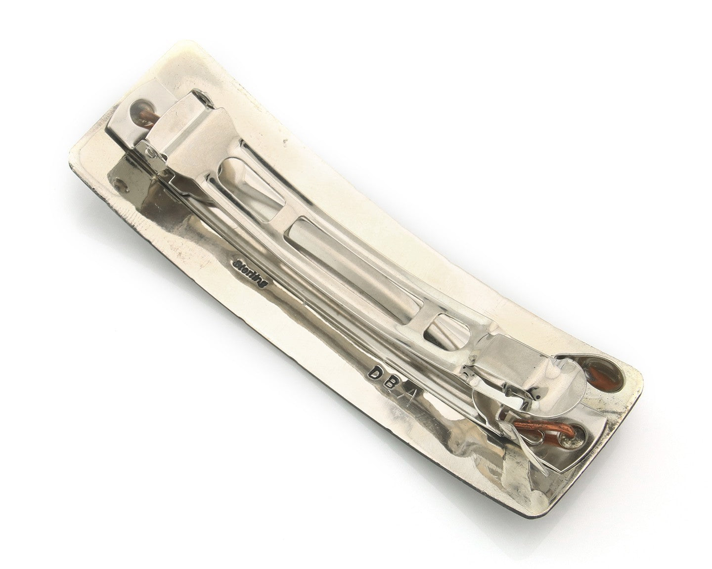 Vintage Navajo Barrette 925 Sterling Silver Hand Stamped Signed DB