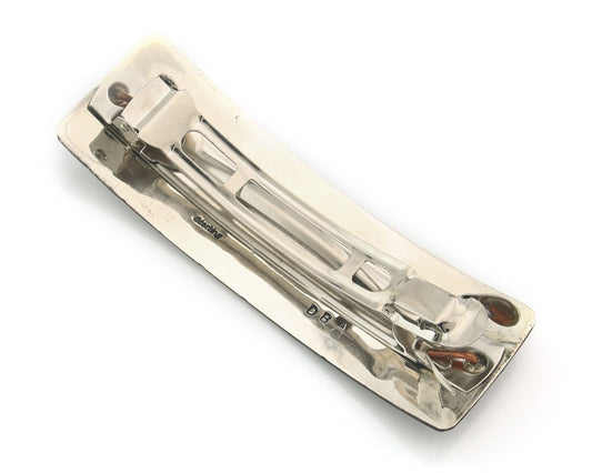 Vintage Navajo Barrette 925 Sterling Silver Hand Stamped Signed DB