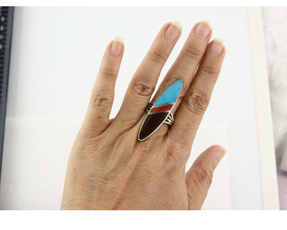 Vintage Navajo Ring 925 Sterling Silver Turquoise Handmade Size 7.5