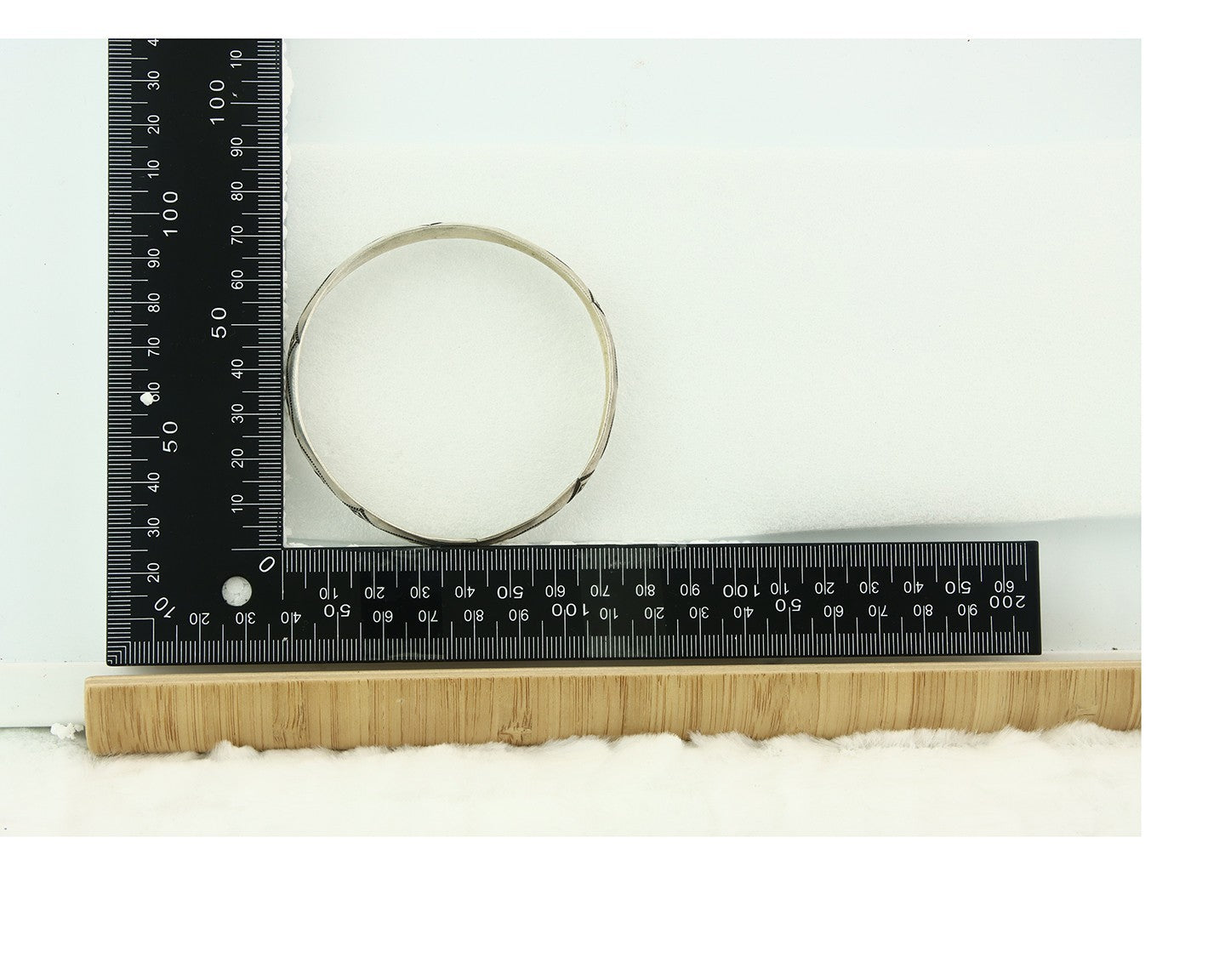 Vintage Navajo Bangle Bracelet Sterling Silver Hand Stamped Signed HJ