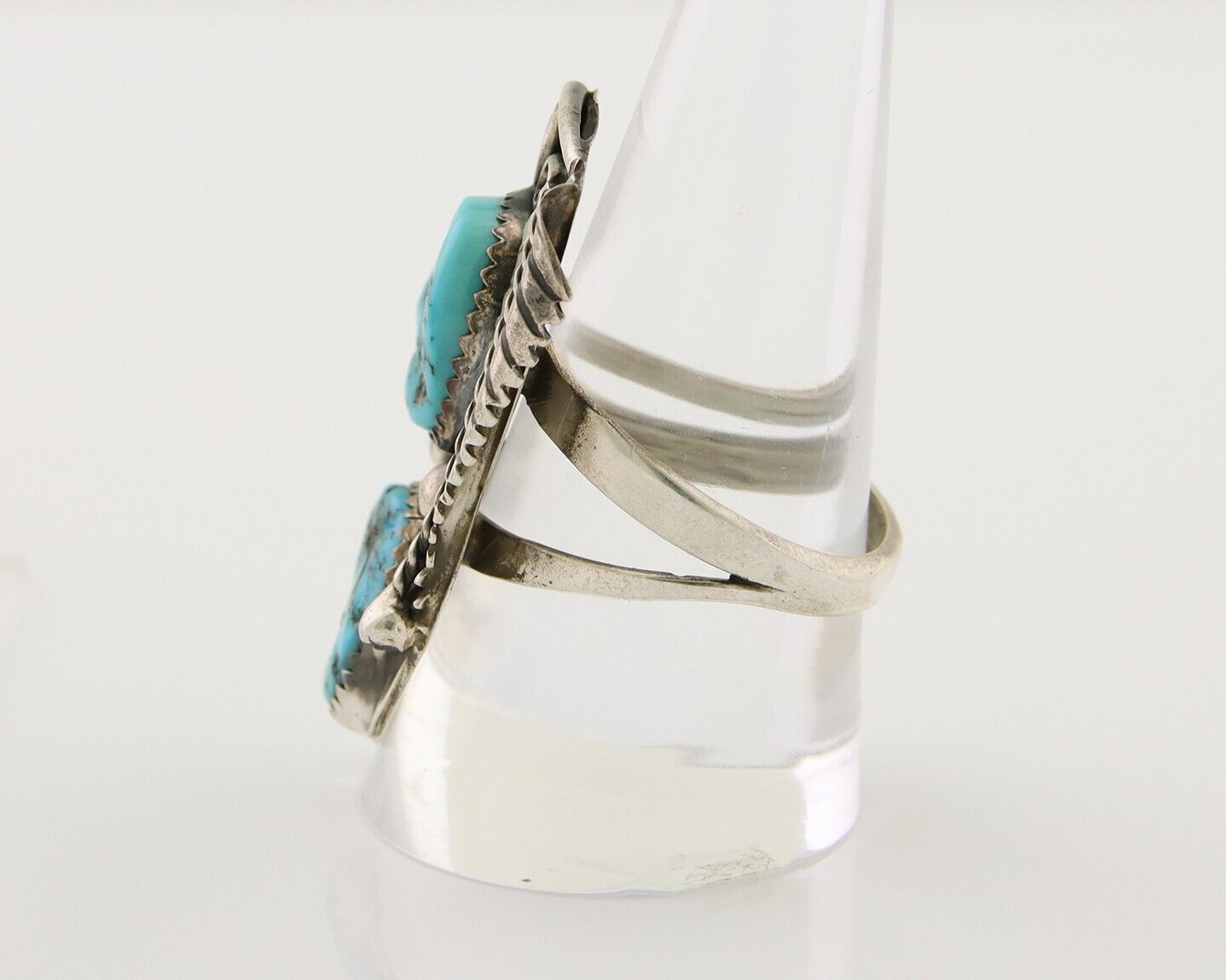 Navajo Ring 925 Silver Natural Blue Turquoise Native American Artist C.80's