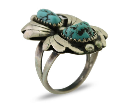 Navajo Ring 925 Silver Sleeping Beauty Turquoise Native American Artist C.80's
