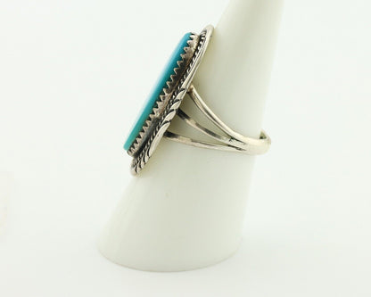 Navajo Ring .925 Silver Sleeping Beauty Turquoise Artist Signed USA C.80's