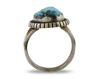 Navajo Ring 925 Silver Natural Blue Turquoise Signed Tony Guerro C.80's